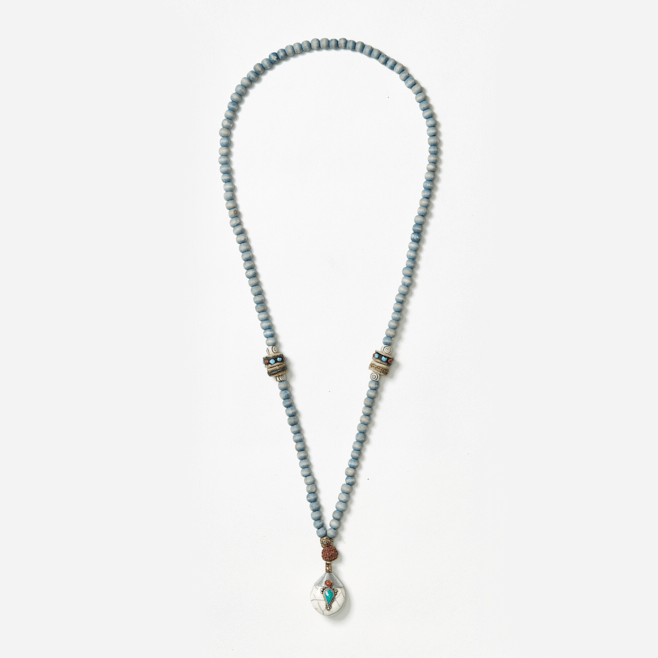 beaded neckpiece with drop pendant