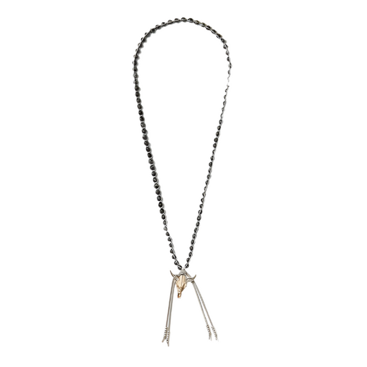bead and cord cattle skull neckpiece