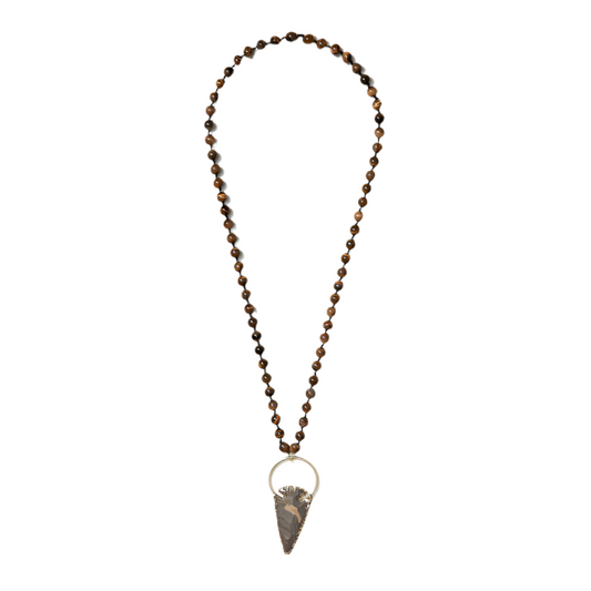 beaded neckpiece with jasper arrowhead