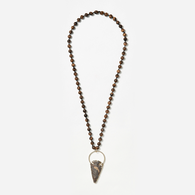 beaded neckpiece with jasper arrowhead