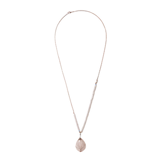 rose quartz on bead and chain neckpiece