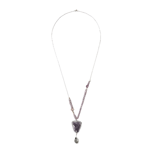 bead and chain neckpiece with amethyst