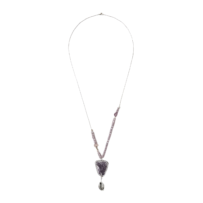 bead and chain neckpiece with amethyst