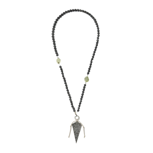 beaded neckpiece with rhinestone spear