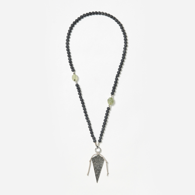 beaded neckpiece with rhinestone spear
