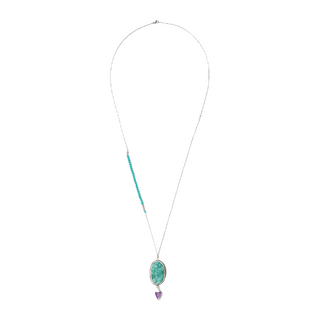 druzy and amethyst on chain neckpiece