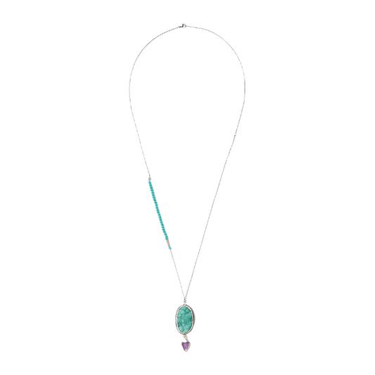 druzy and amethyst on chain neckpiece