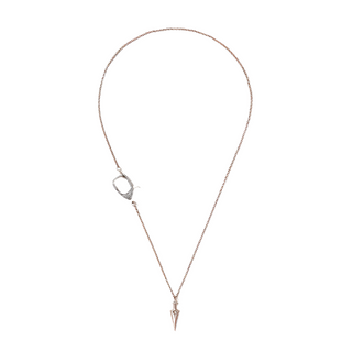 rosegold rhinestone clasp and arrowhead on short rosegold chain