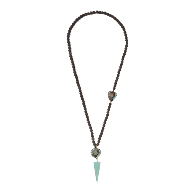 beaded neckpiece with turquoise pendant