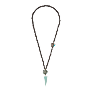 beaded neckpiece with turquoise pendant