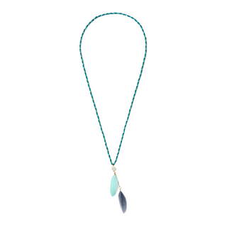 blue feathers with 24K gold connector on crystal beads