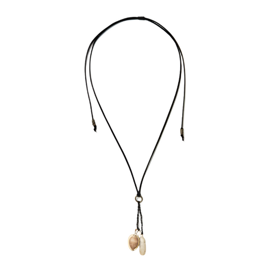 adjustable feather and shell neckpiece