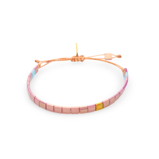 Pink Miyuki Tila bracelet—stunning solo or stacked for daily charm.