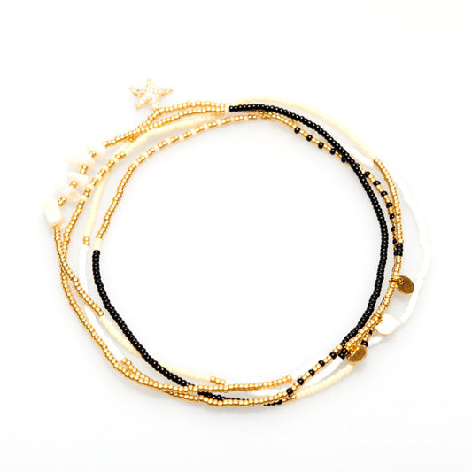 Charcoal, gold & pearl necklace - versatile, stylish & perfect for everyday elegance