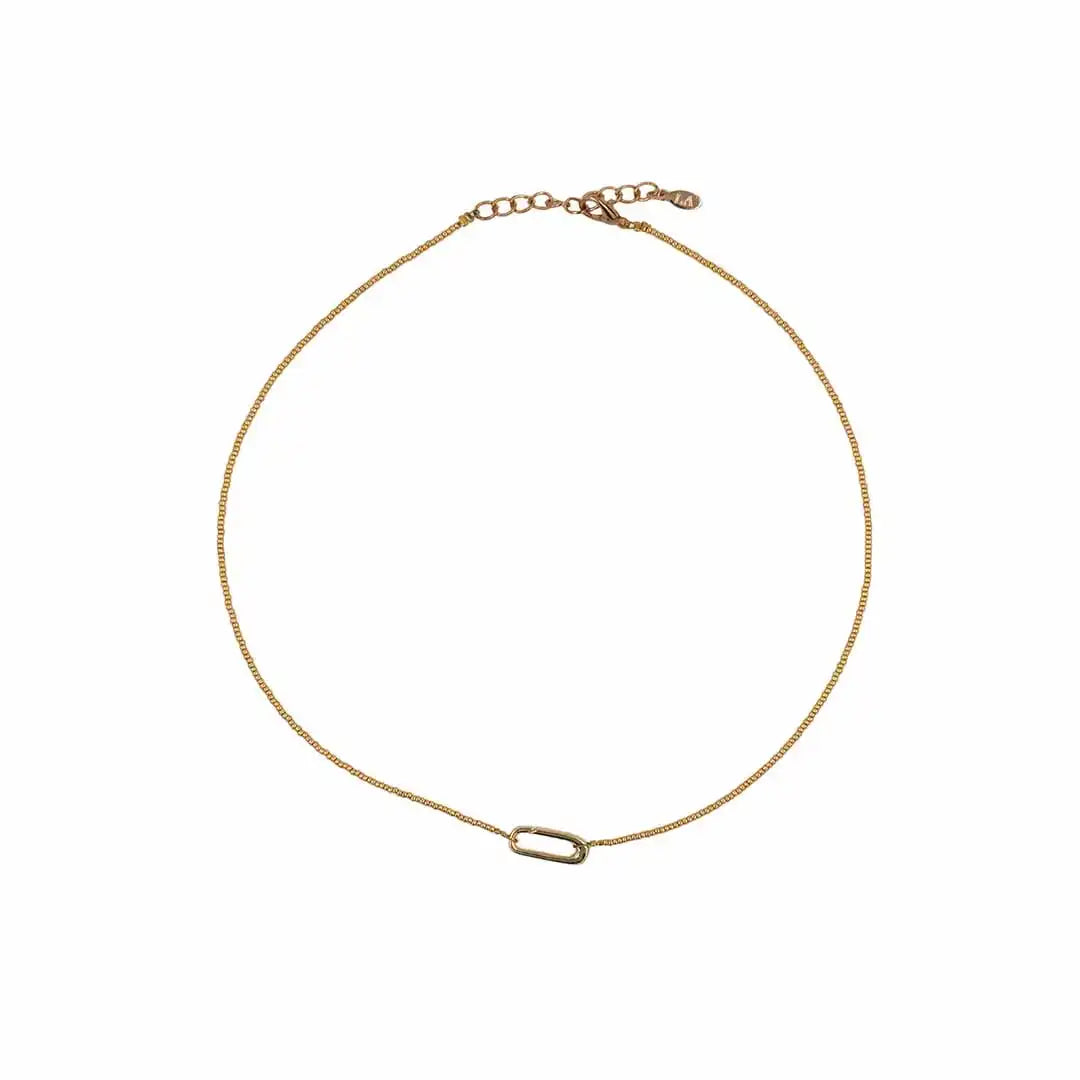 Miyuki Gold Oval Necklace