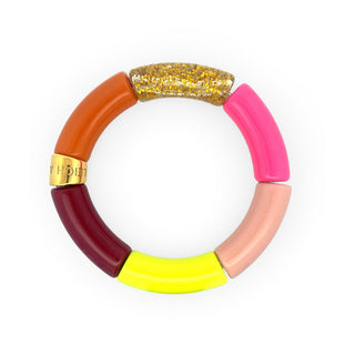 Jazz Carnival Bracelet has oranges mingling with pink and yellow joins the chorus and burgundy brings the bass notes.