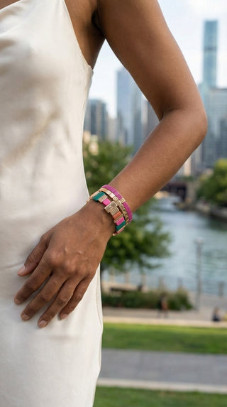 Crimson Dune Bracelet Stack