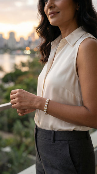 Misty Drizzle White and Gold Bracelet