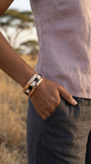Okavango Drift Black and Gold Bracelet Stack