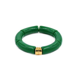 Bold green resin bracelet featuring smooth rounded links and a polished gold Leigh Avenue accent, designed as a vibrant statement piece.