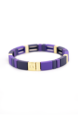 Purple Reign Bracelet crafted from rich violet resin links, finished with a polished gold accent for a modern, minimalist look.